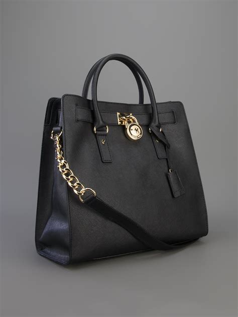 michael kors hamilton large tote black silver|Michael Kors large satchel handbag.